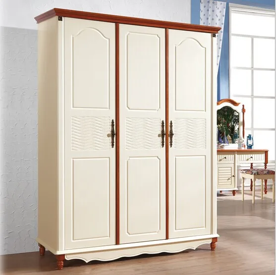 Классическая белая мебель для спальни Европейский деревянный шкаф 023
