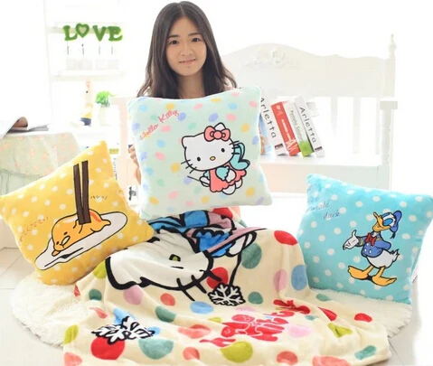 

Plush 1pc soft gudetama egg hello kitty Donald Duck office cushion + warm blanket stuffed toy creative romantic gift for baby