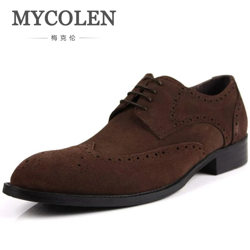 MYCOLEN Men's Round Toe Dress Shoes Autumn Genuine Leather Black Formal Shoe Brogue Wedding Footwear Male Social Shoes цена MYCOLEN Men's Round Toe Dress Shoes Autumn Genuine Leather Black Formal Shoe Brogue Wedding Footwear Male Social Shoes цены онлайн