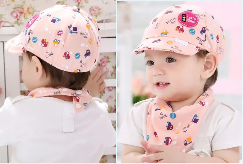 Детская летняя шапка с мультяшным принтом, Милая Детская кепка для мальчиков и девочек, модные шапки для малышей, Весенняя бейсболка для новорожденных, детская шапочка от солнца - Цвет: Pink