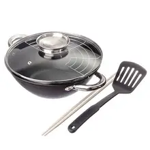 GUSSEISEN PFANNE SATOSHI, 4.4L, nonstick, edelstahl griffe, grille, glasabdeckung, nylon paddle, einem bambusstock 808-031