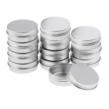 

30ml Empty Aluminium Cosmetic Pot Jar Tin Container Box Screw Lid Can Bottle Case Craft Lot - Silver Colors (12 Pack)