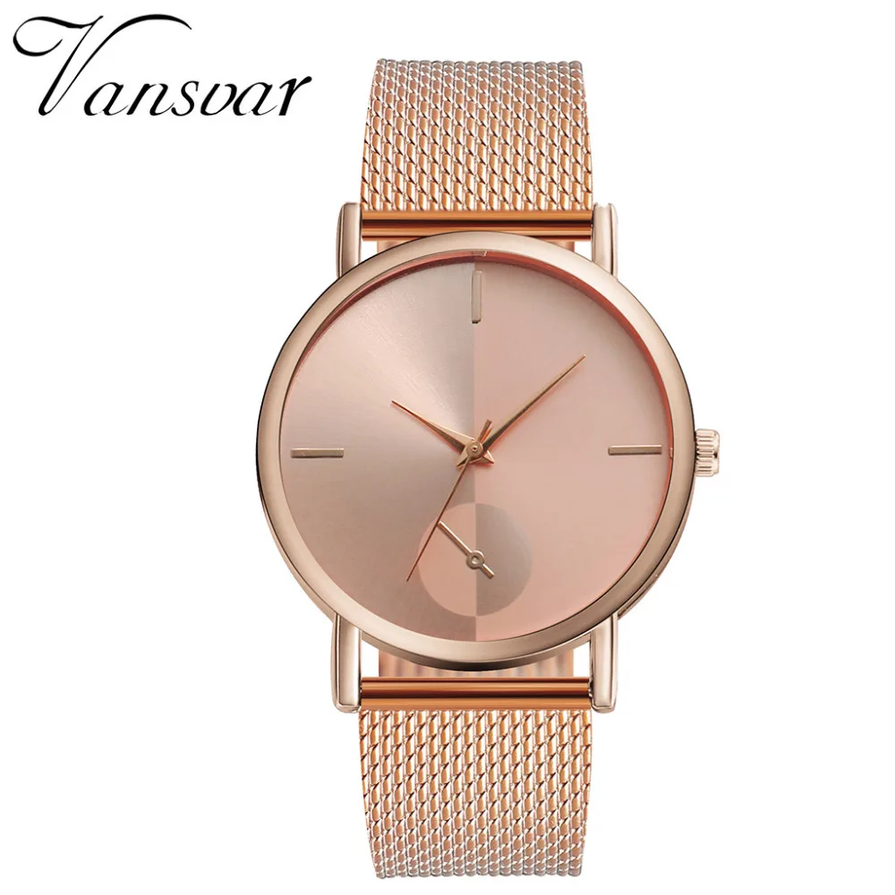 Vansvar горячая Распродажа Модные Простые минималистичные однотонные женские наручные часы из розового золота с пластиковой кожей 30Q