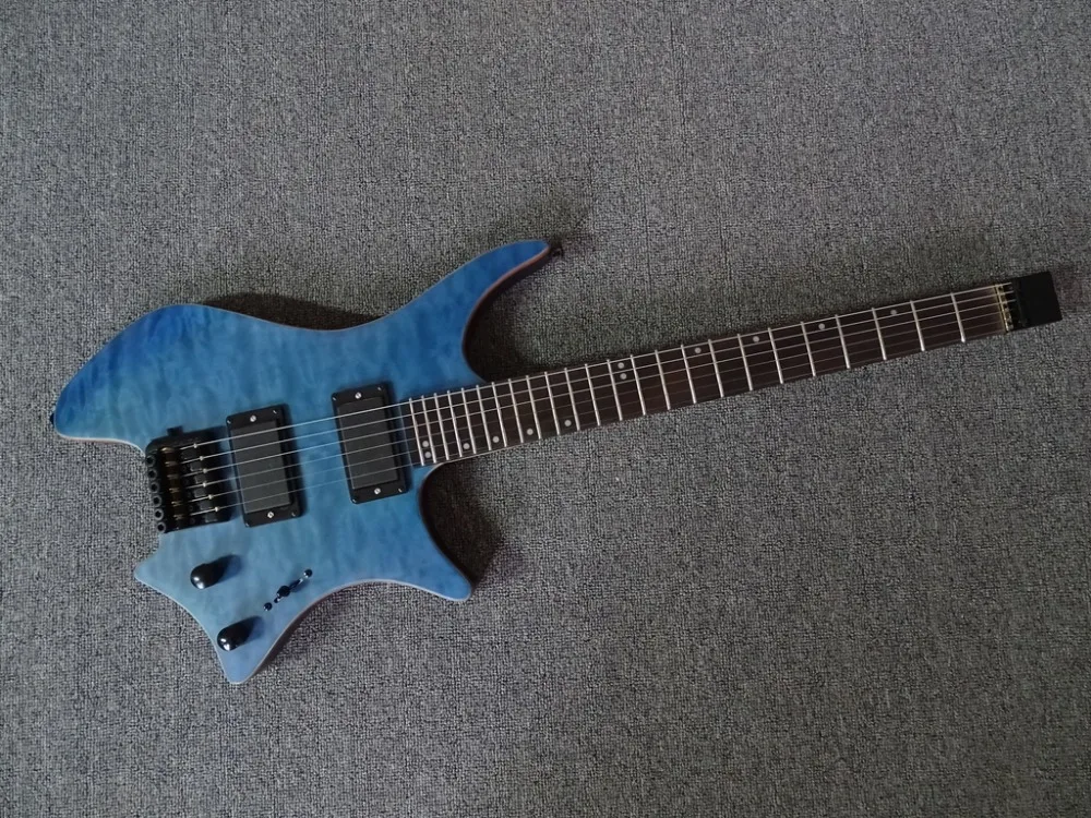 

2019 New + Factory + blue Headless Strandberg Boden OS6 electric Guitar Free shipping 6 strings Strandberg Boden quilted guitar