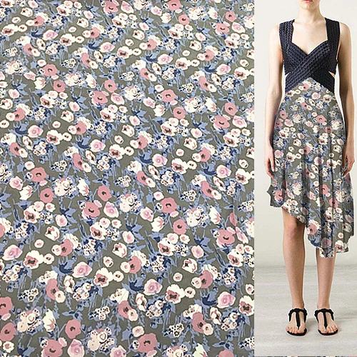 

140cm width sand wash silk Crepe DE chine fabric abstract floral pattern,SCDC750