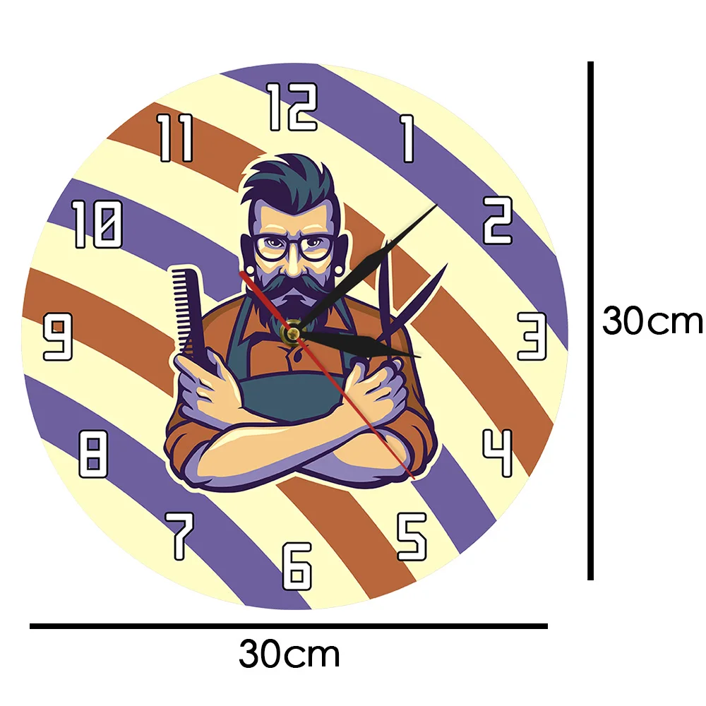 Парикмахерская полосатый полюс красный белый синий настенные часы парикмахер декоративные современные настенные часы Парикмахерская бизнес Настенный декор
