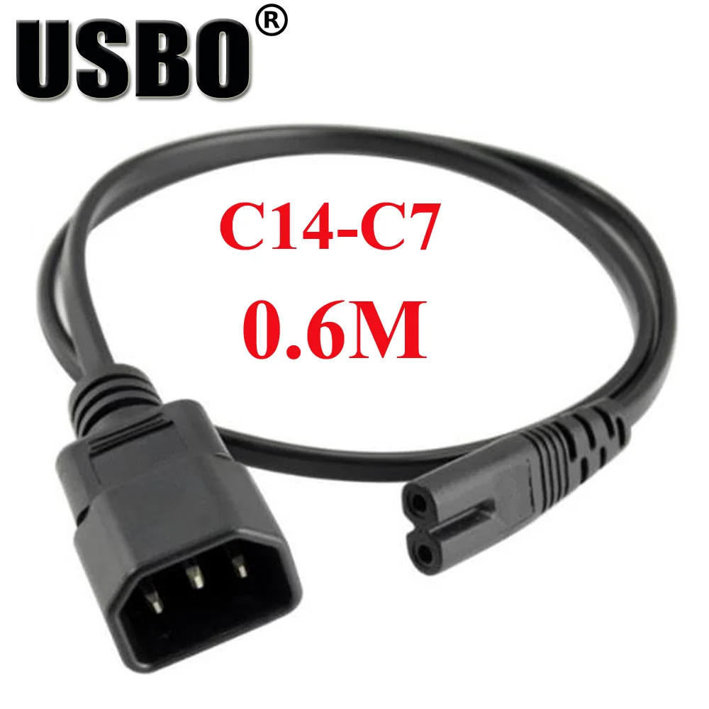 Черный 0.6 м ПВХ Медь CE сертификация IEC320 C14 к C7 удлинитель высокого качества шасси Кабинета pdu/UPS сервер кабель питания
