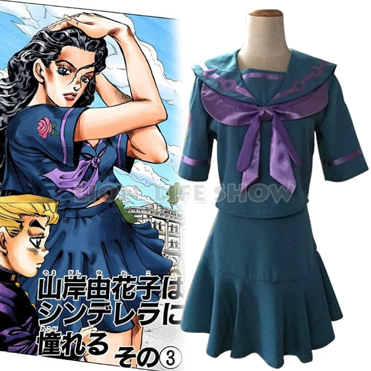 

JoJo's Bizarre Adventure Cosplay Costume Yamagishi Yukako Uniforms Women Dresses Sailor Suits JOJO Outfits Full Set Custom