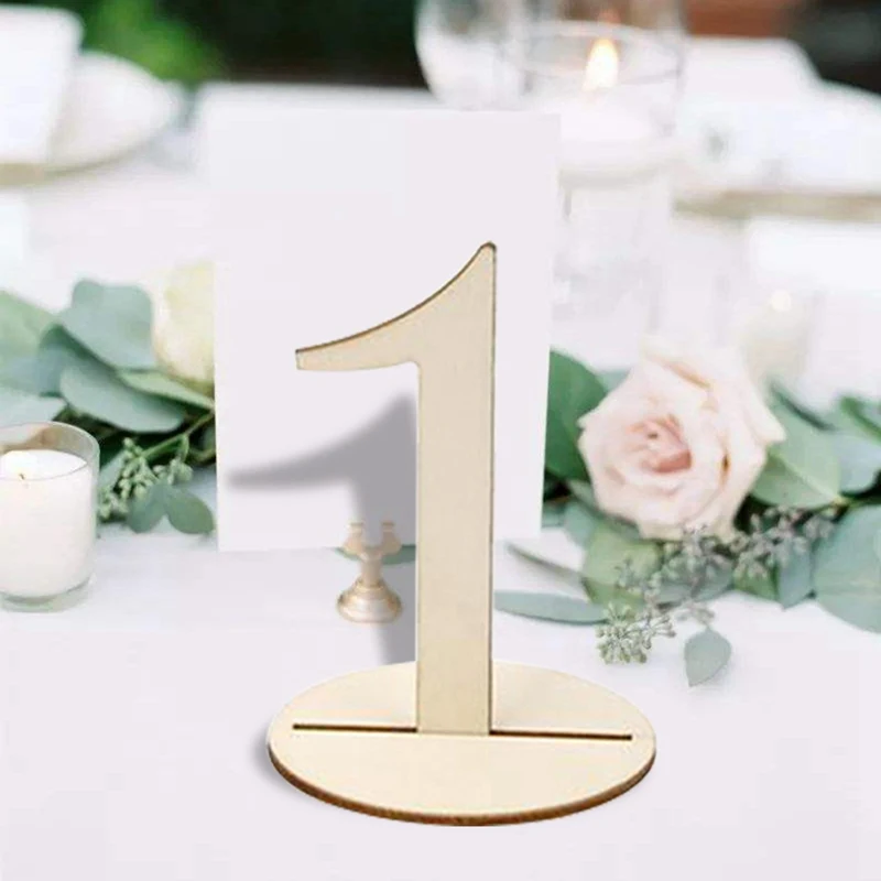 10pcs/set Wooden Table Numbers Holder Guest Seat Number Rustic Birthday