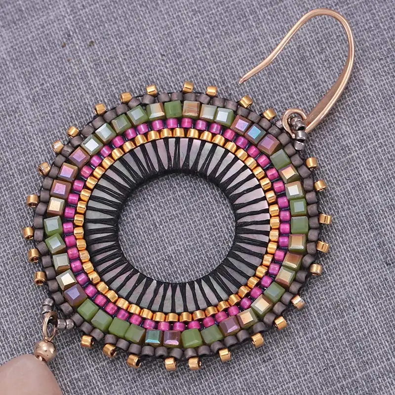 Sehuoran Janpen Glass Beads Drop Earrings Match Natural Stone And Ocean Shell Pendients Wedding Earrings For Woman Jewelry  (8)