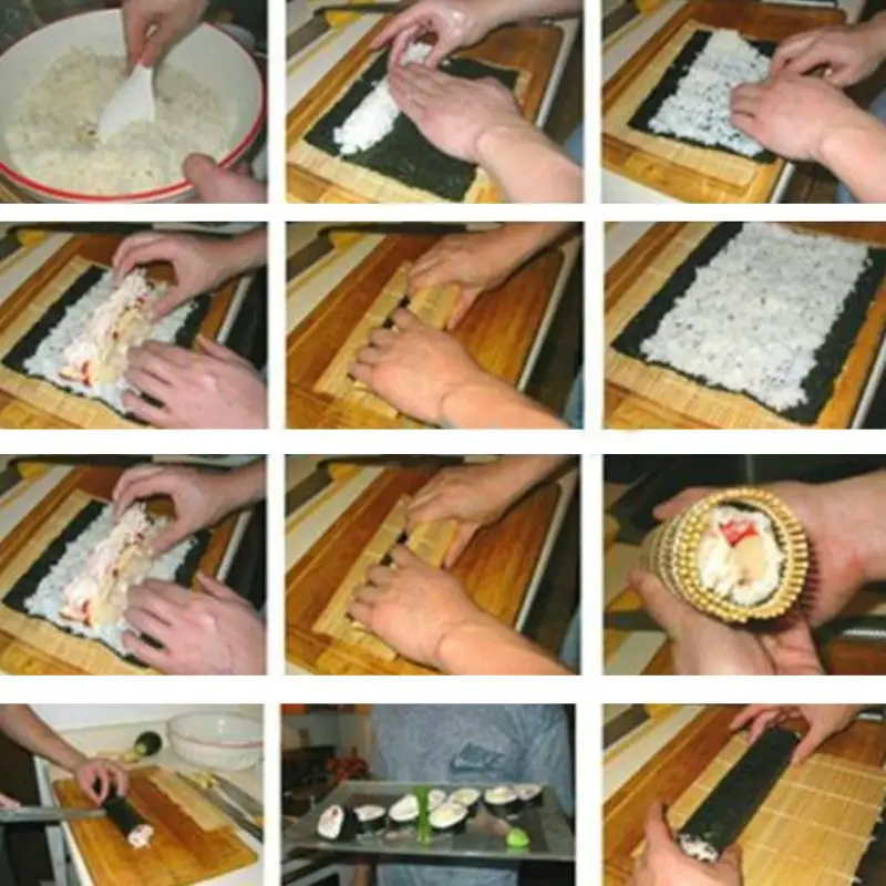 

DIY Practical Sushi Rolling Roller Bamboo Material Mat Maker And Rice Paddle Set