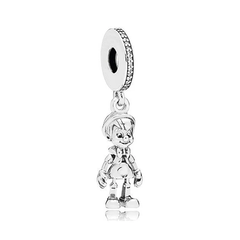 

Boosbiy 2pc 2018 New Silver Color beads Pinocchio Pendant Charm Fit original Pandora bracelet DIY jewelry For Girl Kids Gift