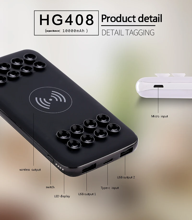 

10000mAh Power Bank Wireless Charging Treasure Suction Style Light Portable Mobile Phone Wireless Charger External Battery Pack