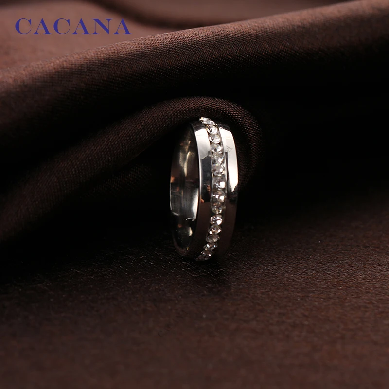 CACANA Stainless Steel Rings For Women CZ Personalized Fashion Jewelry Wholesale NO.R26