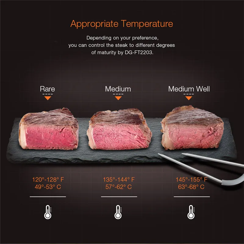 Digoo DG FT2203 умный Bluetoorh светодиодный дисплей барбекю Кухонный Термометр для приготовления пищи металлические зонды функция приложения для мяса барбекю