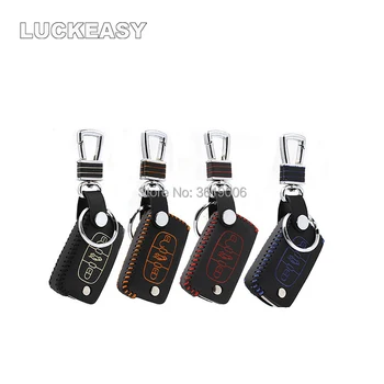 

LUCKEASY High Quality Leather Remote Key Case Cover Holder For Peugeot 308 408