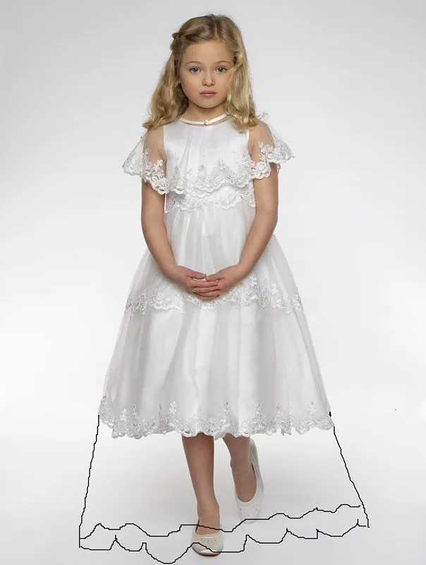 

White Lace Girls Long Dresses Puffy A Line Sleeveless Flower Girls Dresses for Wedding Custom Made Any Size