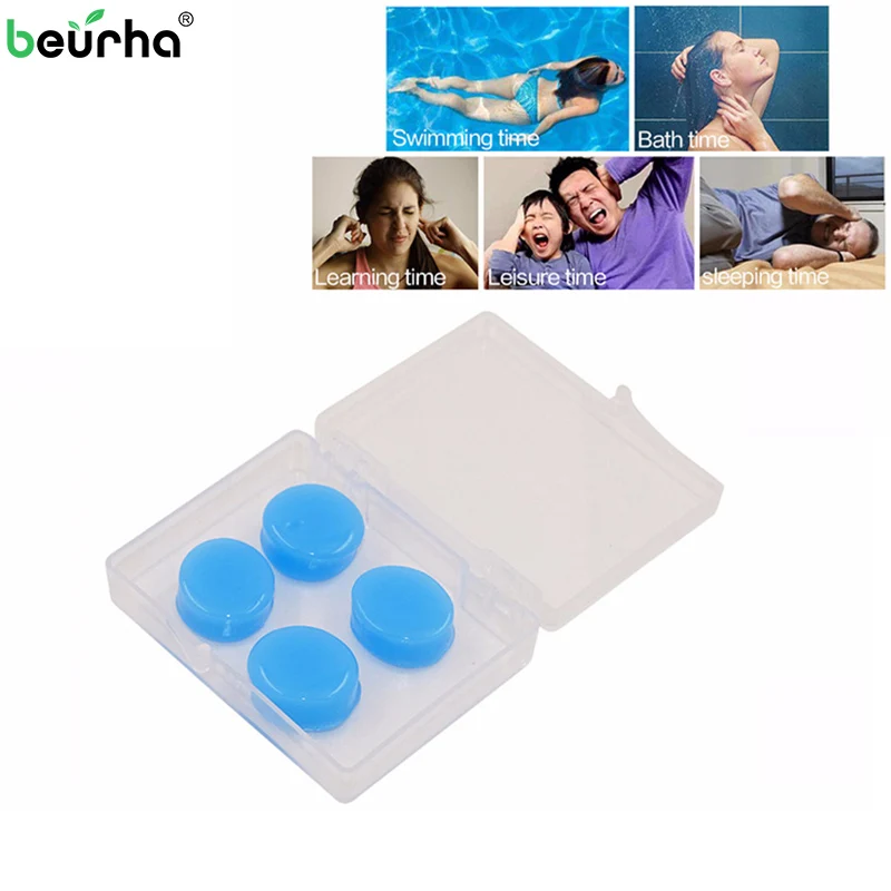 4Pieces Silicone Environmental Ear plugs Waterproof Dust-Proof Earplugs Soft Ear Plugs Diving Swimming Flying Shower Accessories