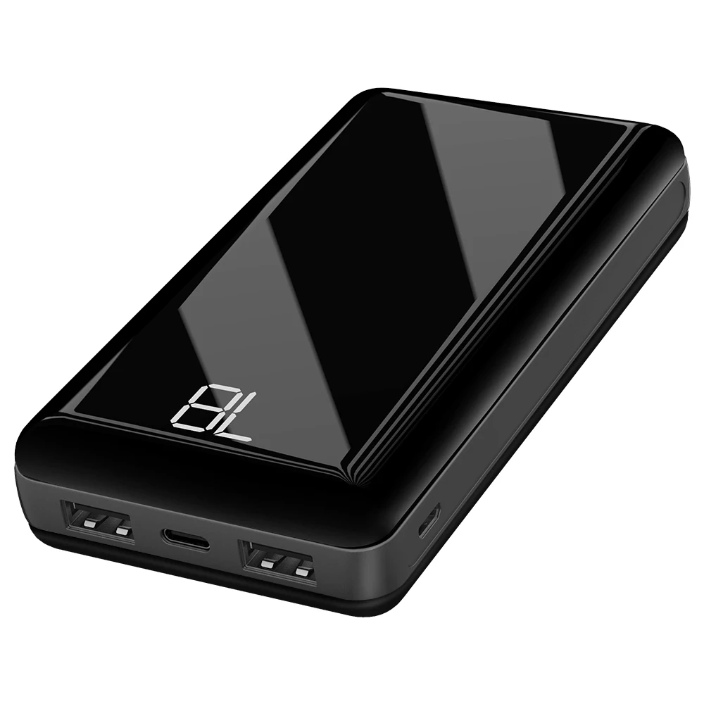 

25000mAh Power Bank Ultra Portable Fast Type-C Charger with 2 Input & Output LCD Display with Mirror Surface for Mobile Phones