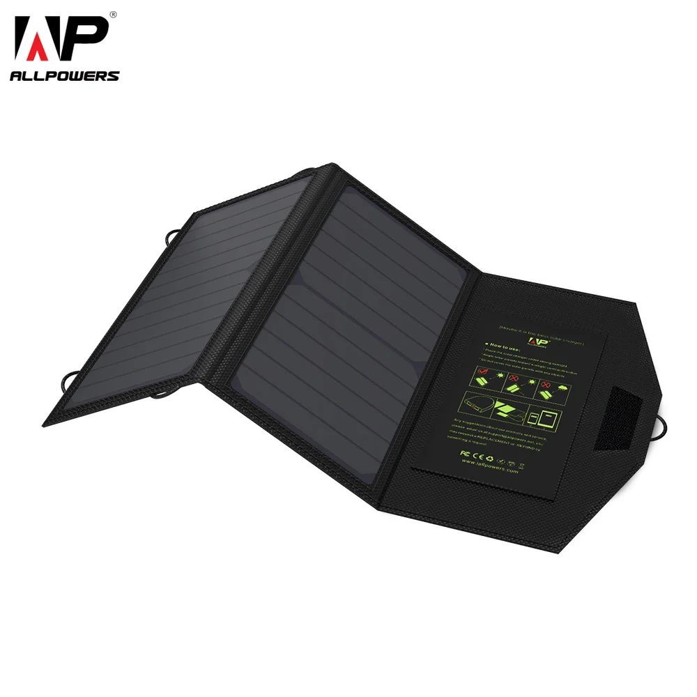 Портативное зарядное устройство ALLPOWERS 14W для мобильных телефонов Зарядное устройство с двумя разъемами USB, 5 В, 2A Панели солнечные Водонепроницаемый Солнечный Зарядное устройство для смартфонов