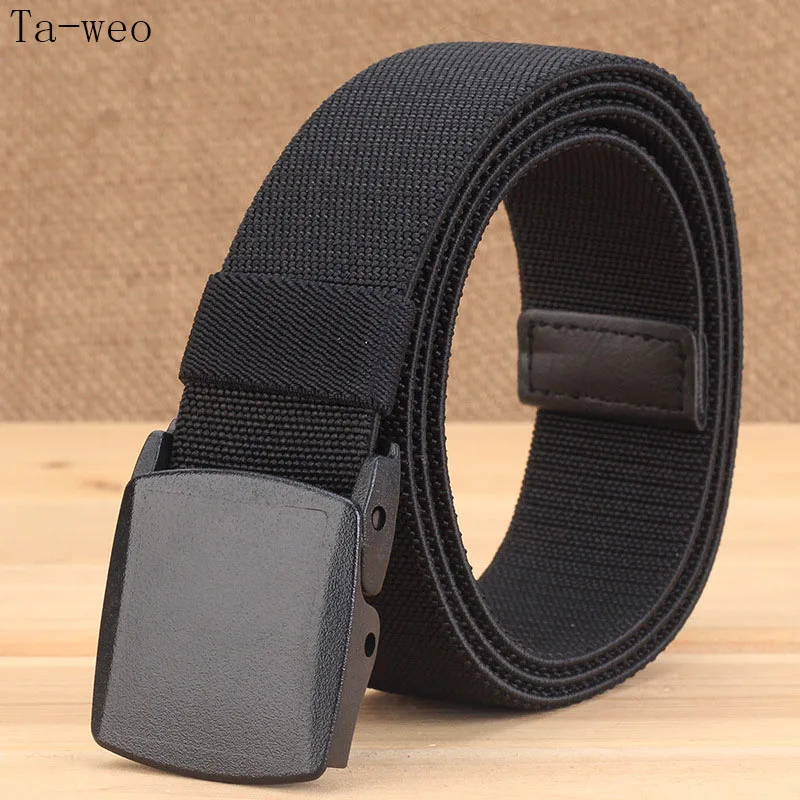 

Casual Men's Elastic Canvas Belts, No Metal Plastic Belt, Pressing Buckle Belt 1.5'' Wide, Tactical Belt