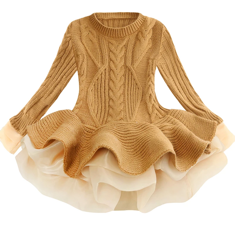 

Girls Christmas Dress Thick Warm Girl Dress Wedding Party Dresses Baby Girls Knitted Cotton Chiffon Winter Dress For Kids Girls