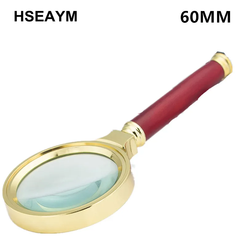 

60mm Handheld Magnifier Handle Gilded Artware Reading Newspaper Identify Jewelry Magnifying Glass Loupe