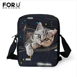 Forudesigns Cat сумка Crossbody сумка для Для женщин Handtasche мини сумка бульдог BAOBAO милый мультфильм джинсовые Сумки Обувь для девочек сумки