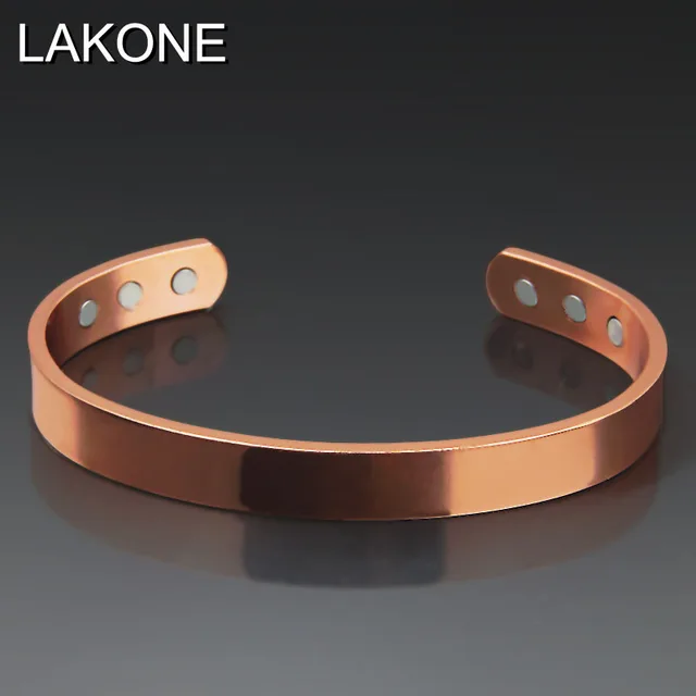 Lakone Fashion Pure Copper Bangle Rose Gold Color 6 Magnets Health Lakone Fashion Pure Copper Bangle Rose Gold Color 6 Magnets Health Balance Magnetic Women Bangles
