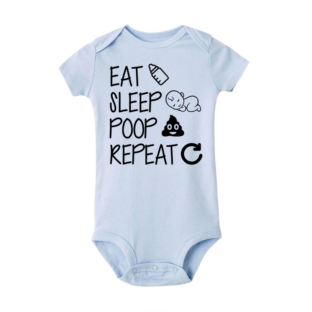 Комбинезон детский летний с надписью Eat Sleep Poop|Боди для малышек| |