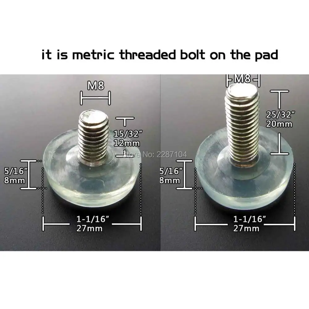 12 шт. прозрачная нейлоновая фурнитура стол диван шкаф Регулируемый баланс ножка ноги скользящие выравнивающие база M8x12 20 мм винт болт на колодке