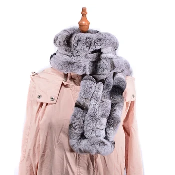 

(TopFurMall ) Lady Winter Real Rex Rabbit Fur Scarf Neck Rings Women Fur Pashmina Wraps LF9007