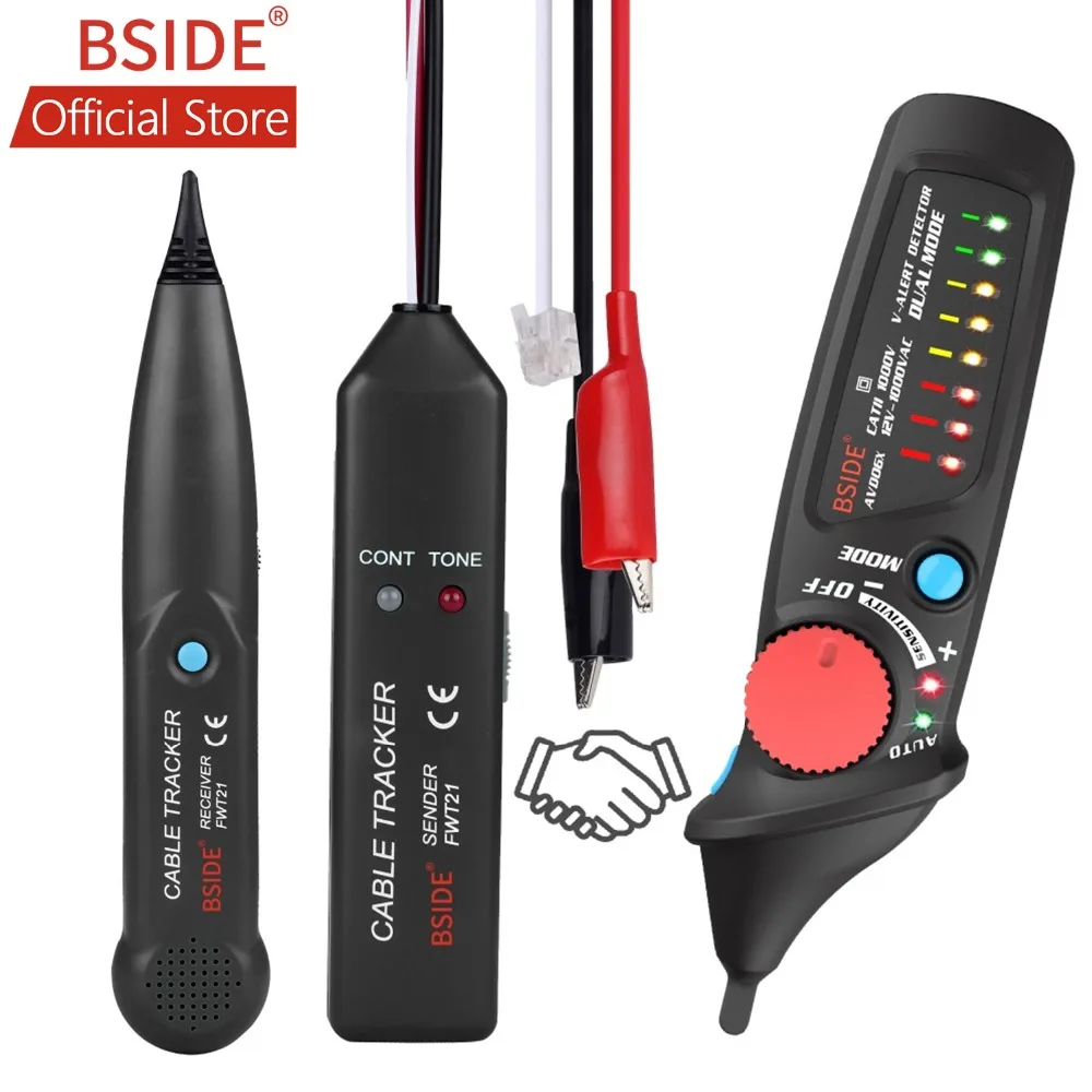 

BSIDE FWT21 Professional Line Detector Cable Continuity Tester RJ11 Telephone Wire Tracker Finder With AVD06X Voltage Detector