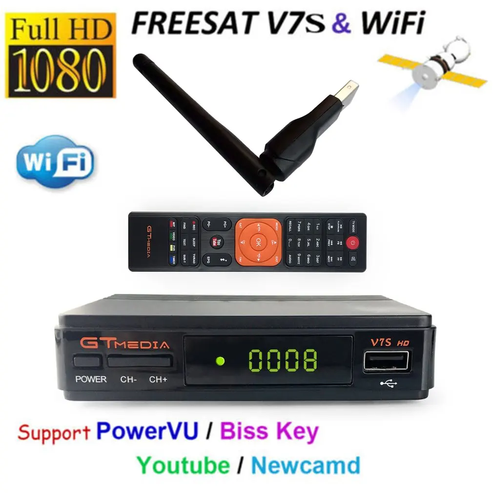 

V7S HD Digital Satellite TV receiver with 1 Year cccam cline server Free for Spain Spanish PayTV Support PowerVu DVB-S2