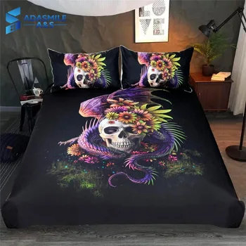 

Creative Skull Bedding Linens Microfiber Bedclothes Comforter Cover Pillow Shams US Twin Queen King Duvet Cover Sets for Adult