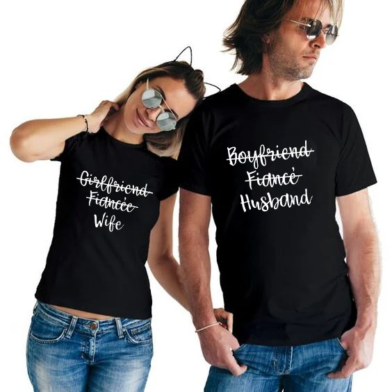 Boyfriend Fiance/футболка для влюбленных; Летние одинаковые топы для пар