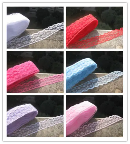 

10 Yard/lot 25mm Unilateral Handicrafts Embroidered Net Lace Trim Ribbon white /black/pink/ red/ mint green/ purple diy lace F02