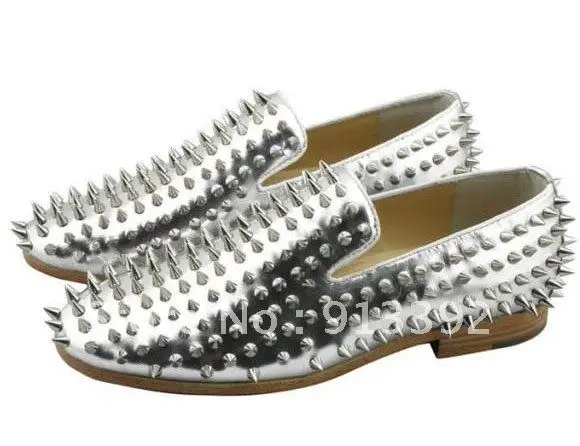 Silver dress shoes with spikes Clearance