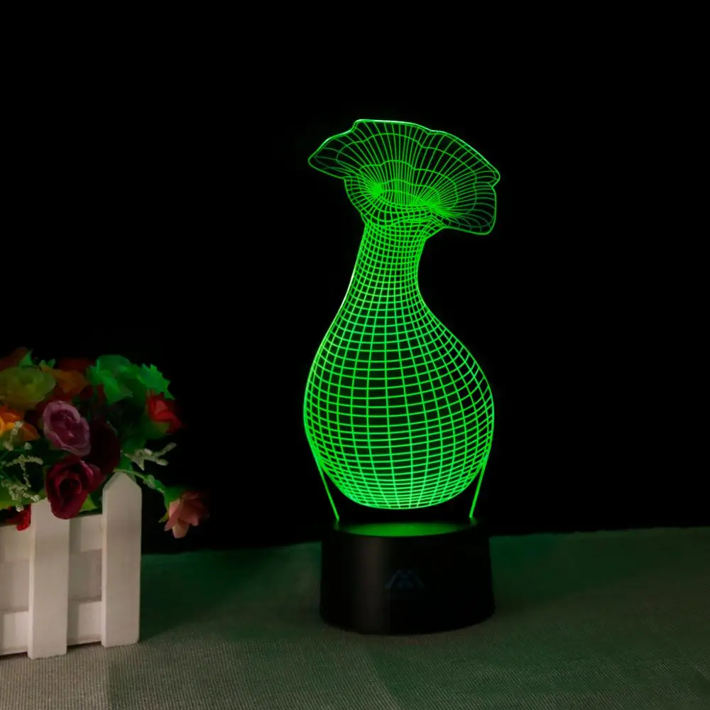 Flower Vase Book Light Novelty Lighting Birthday Party Gift Book Light Rechargeable 3D Lamp Illusion 7 Colors Touch Switch (3)