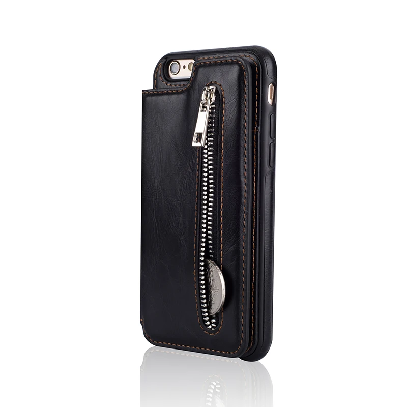 Многофункциональный кожаный кошелек на молнии чехол для карт для iPhone X 10 XS Max XR 8 7 6s Plus чехол для samsung Galaxy S9 S8 Plus Note 9 8