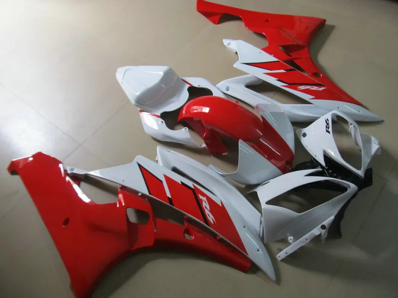 

Injection mold Fairing kit for YAMAHA YZFR6 06 07 YZF R6 2006 2007 YZF600 yzfr6 06 ABS White hot red Fairings set+7gifts YA35