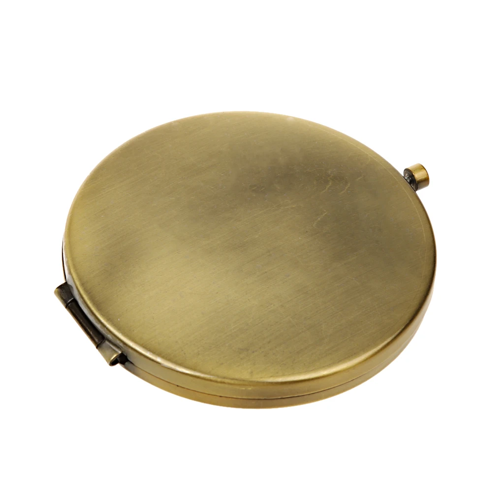 Vintage Bronze Alloy Folding Pocket Compact Mirror Regular Magnifying Purse Make Up Tool  High Quality