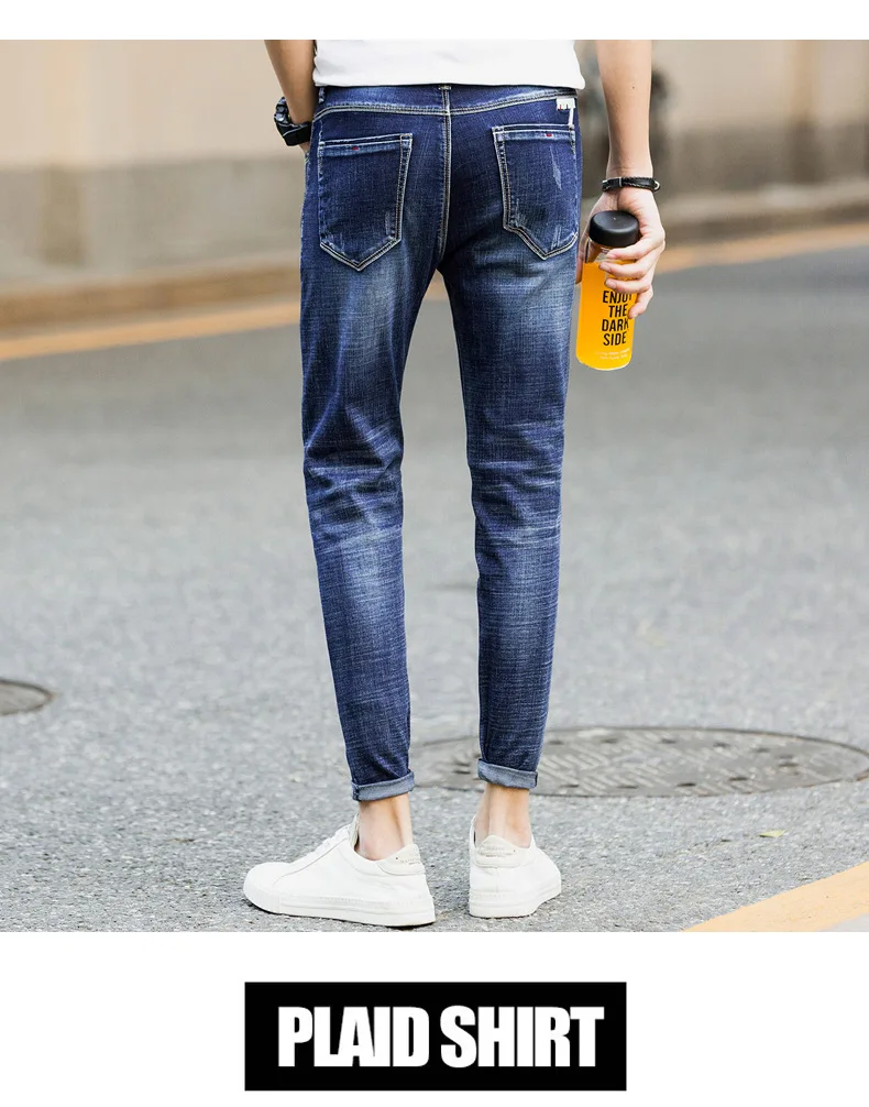 

2019 fashion popular European and American elements, men's slim denim pants