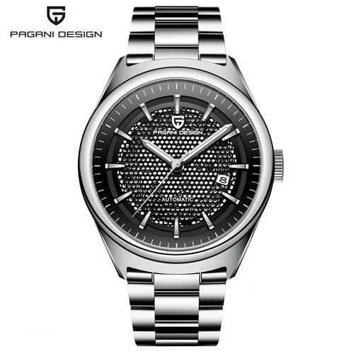 Новые мужские часы PAGANI роскошный Дизайн брендовые новые механические Автоматические модные деловые мужские часы из нержавеющей стали Relogio Masc - Цвет: Silver band black