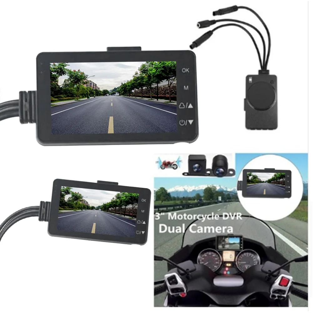 

Waterproof Motorcycle Driving Video Recorder HD LCD with Front and Rear View Camera 140 Degree Wide Angle Support Night Vision