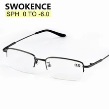 SWOKENCE диоптрий-1,0 до-6,0, полуоправа, очки для близорукости, мужские и женские, брендовые, сплав, квадратная оправа, очки для близоруких F173