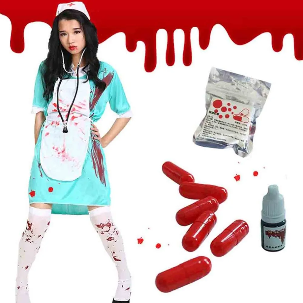 

Funny Blood Pill Trick Toys Whimsy Prop Vomiting Blood Capsule Holloween Festival Joke Toys Novelty Toys