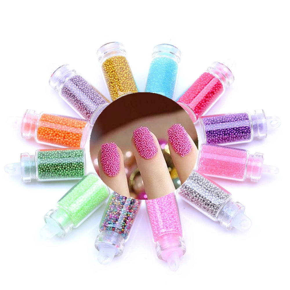 

12 Small Bottle/Set Mini Beads 12 Colors 3D Nail Mini Beads Perfect For DIY Nail Art Decorations Design Micro Beads Makeup Tools