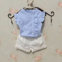 Г. Летняя рубашка для девочек Одежда для детей Одежда для девочек полосатая хлопковая рубашка без рукавов школьный топ для девочек, детские рубашки От 2 до 16 лет, AA2293