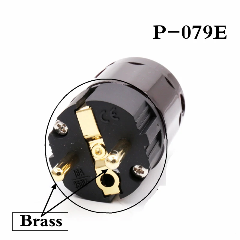 5pcs Hifi Audio Plug Connector Brass 24k Gold Plated P079e Schuko Eu Plugs Extension Adapter